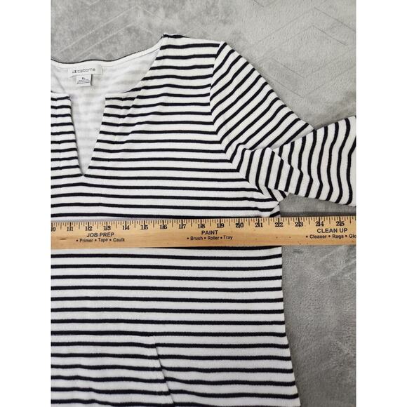 Liz Claiborne Size XL Black & White Stripes Front Pocket Knit Pullover Top #flaw - Picture 7 of 13
